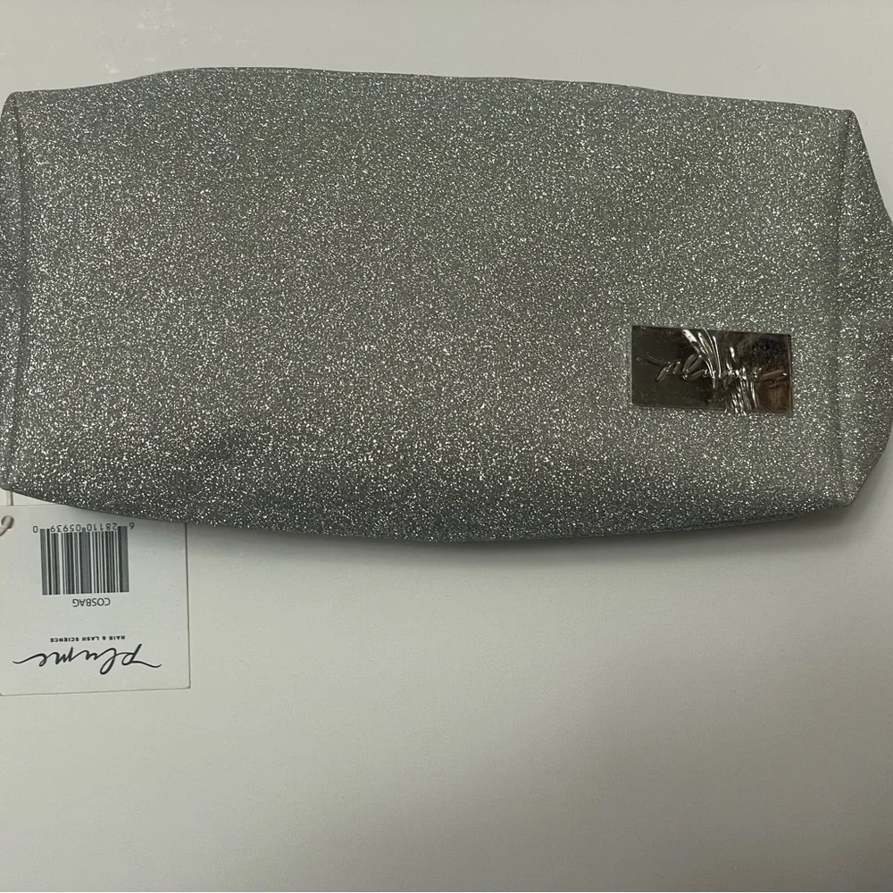 Plume Science Silver Glitter Glam & Go Cosmetic Bag